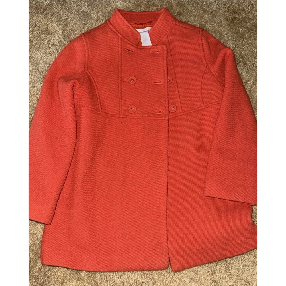 Janie And Jack Orange Autumn Classic Peacoat Size 6 GUC